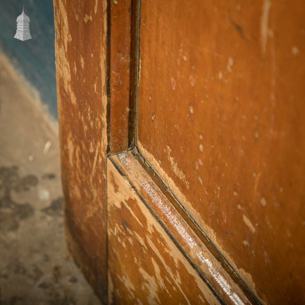 Moulded 5 Panel Wooden Door With A Varnished Finish photo vintage