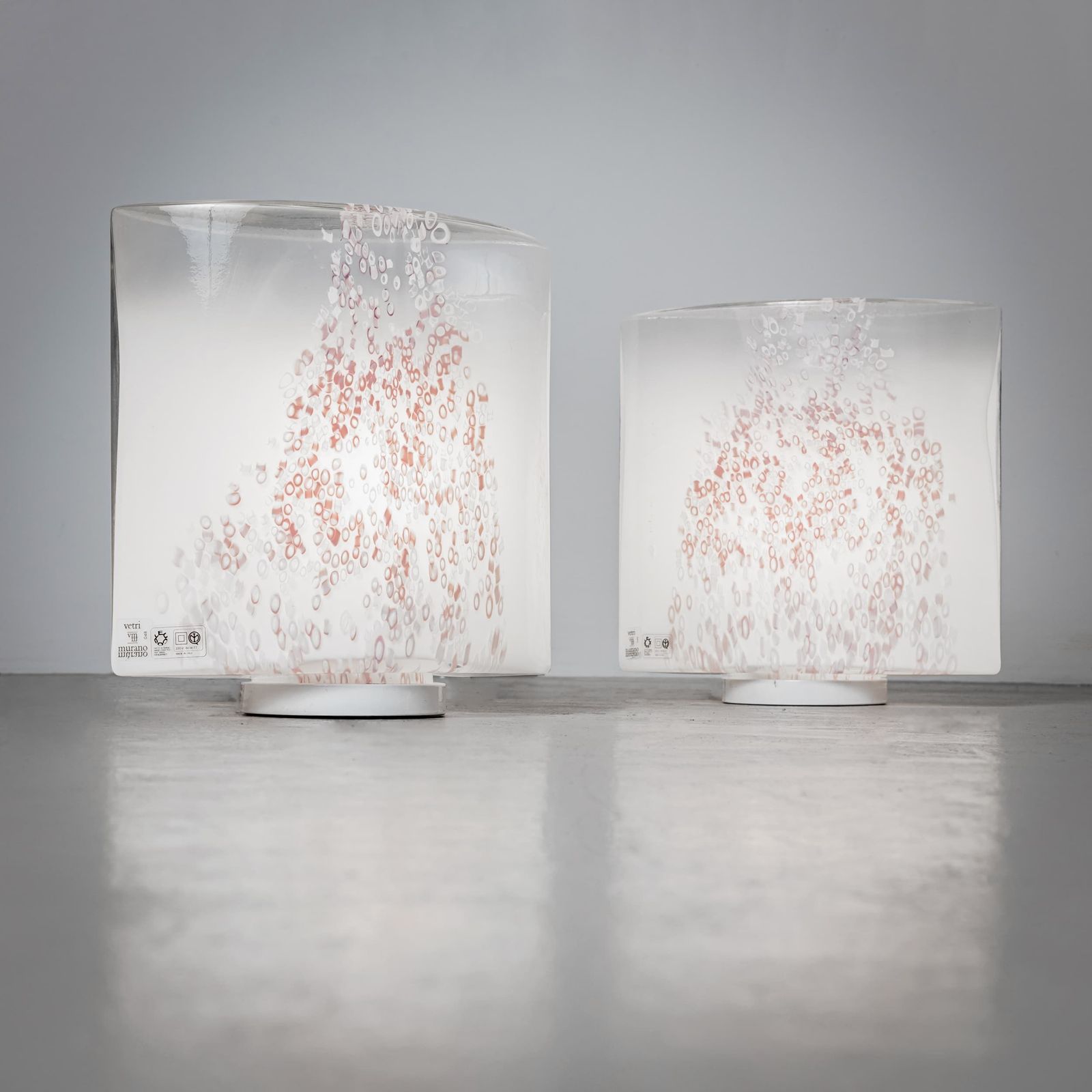 White Murano Table Lamps With Red Décor By Leucos, Italy 1970s photo furniture