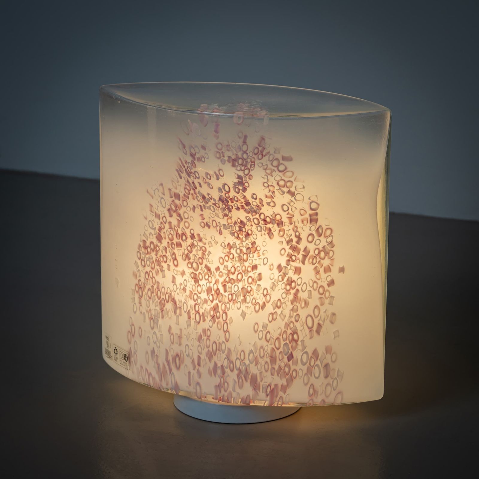 photo for sale White Murano Table Lamps With Red Décor By Leucos, Italy 1970s