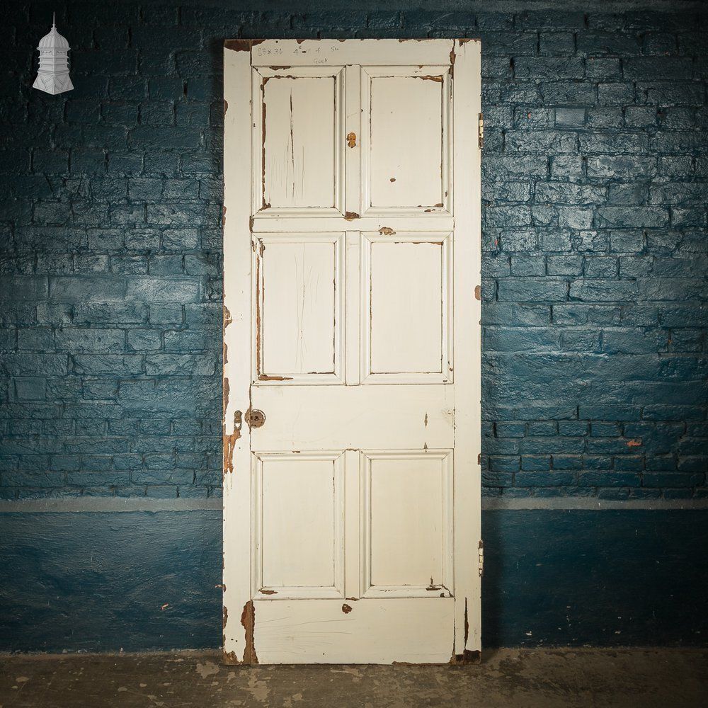 photo furniture 6 Panel Door, Faux Woodgrain & Distressed White Paint Finish