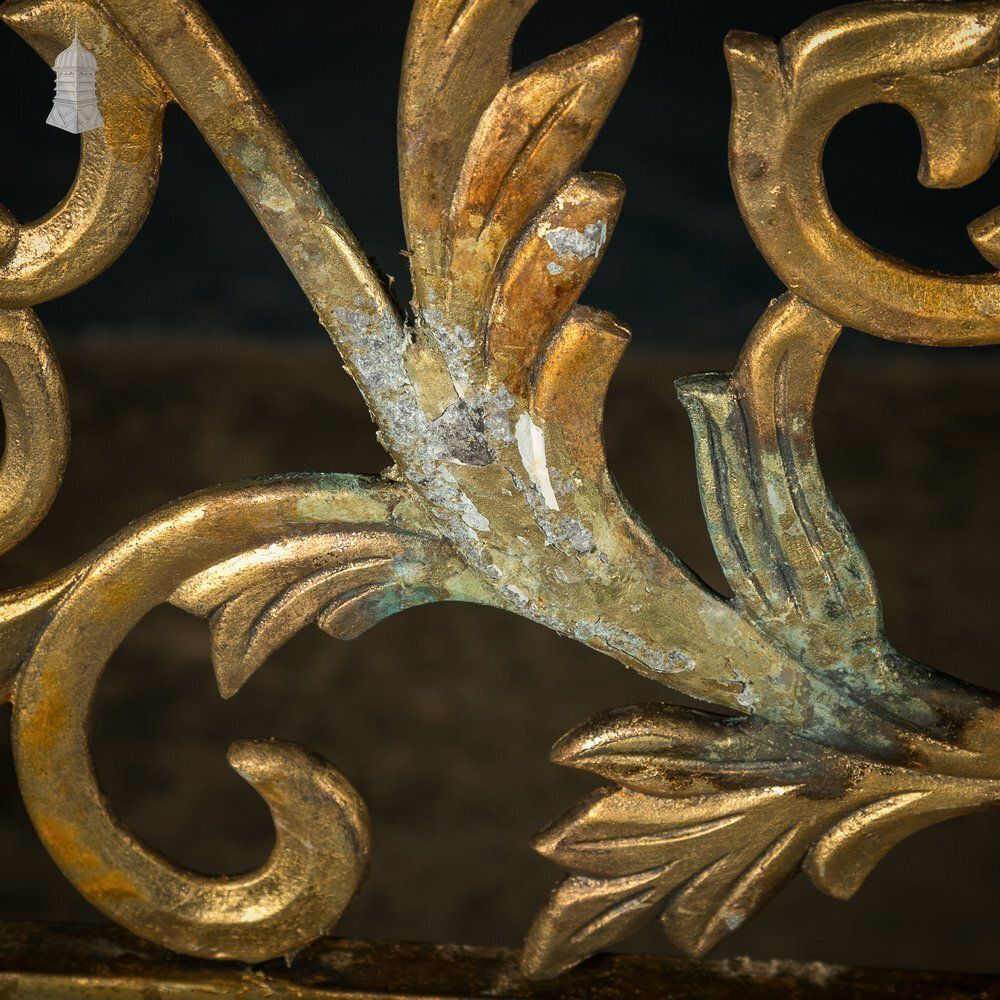 12ft Decorative Screen, Cast Metal – Ornate Gold Leaf & Vine Design photo vinterior