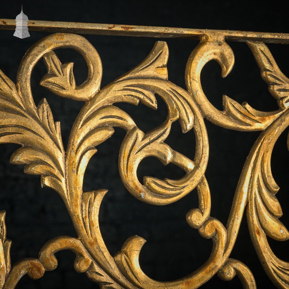 photo furniture 12ft Decorative Screen, Cast Metal – Ornate Gold Leaf & Vine Design