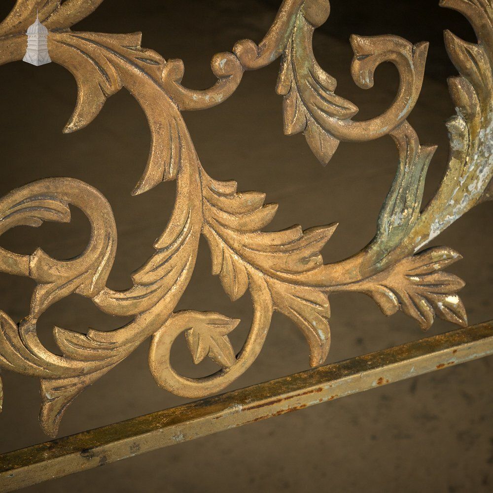 1920.0 12ft Decorative Screen, Cast Metal – Ornate Gold Leaf & Vine Design photo
