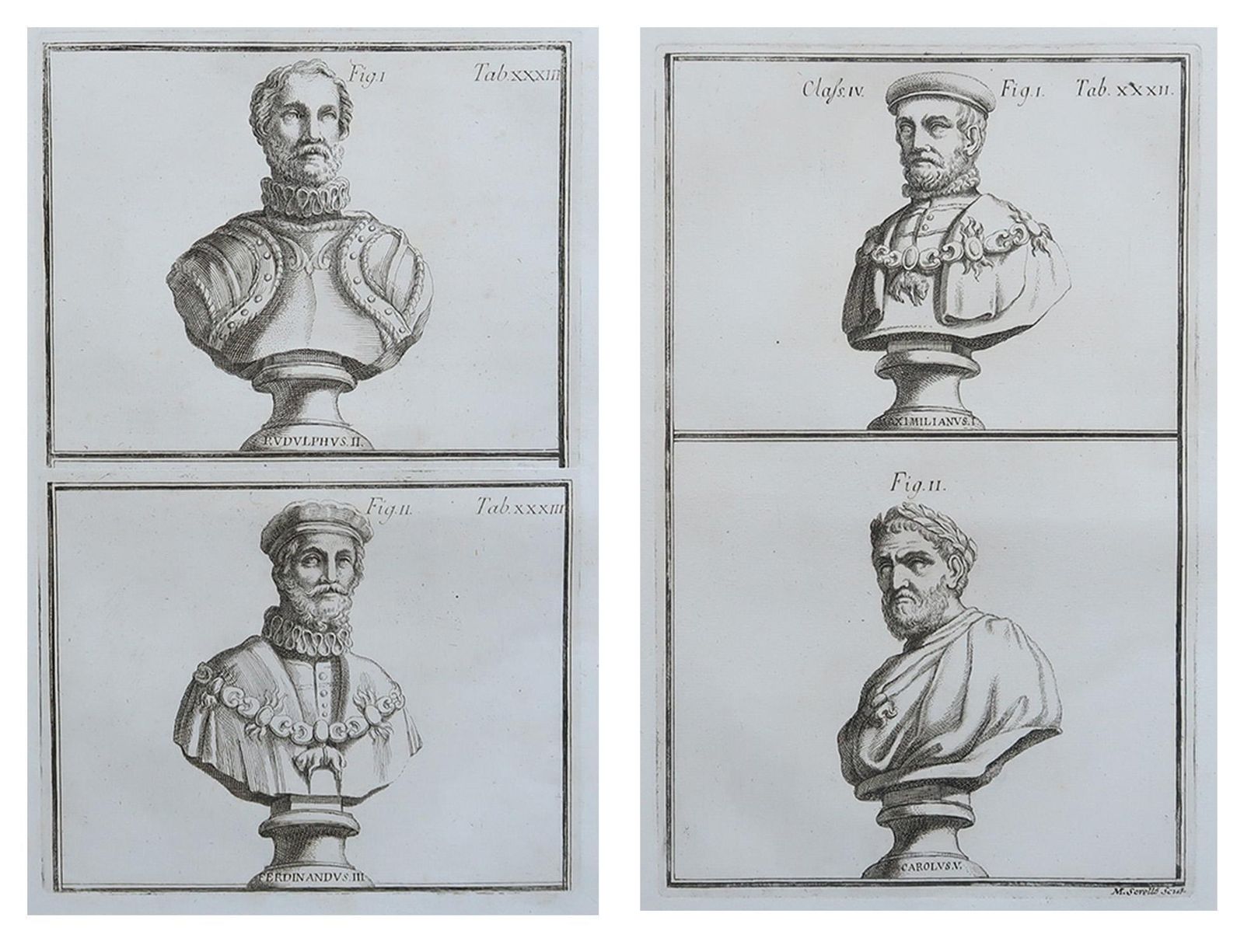 Large Scale Original Antique Prints Of Renaissance Busts. Rome 1776 photo furniture