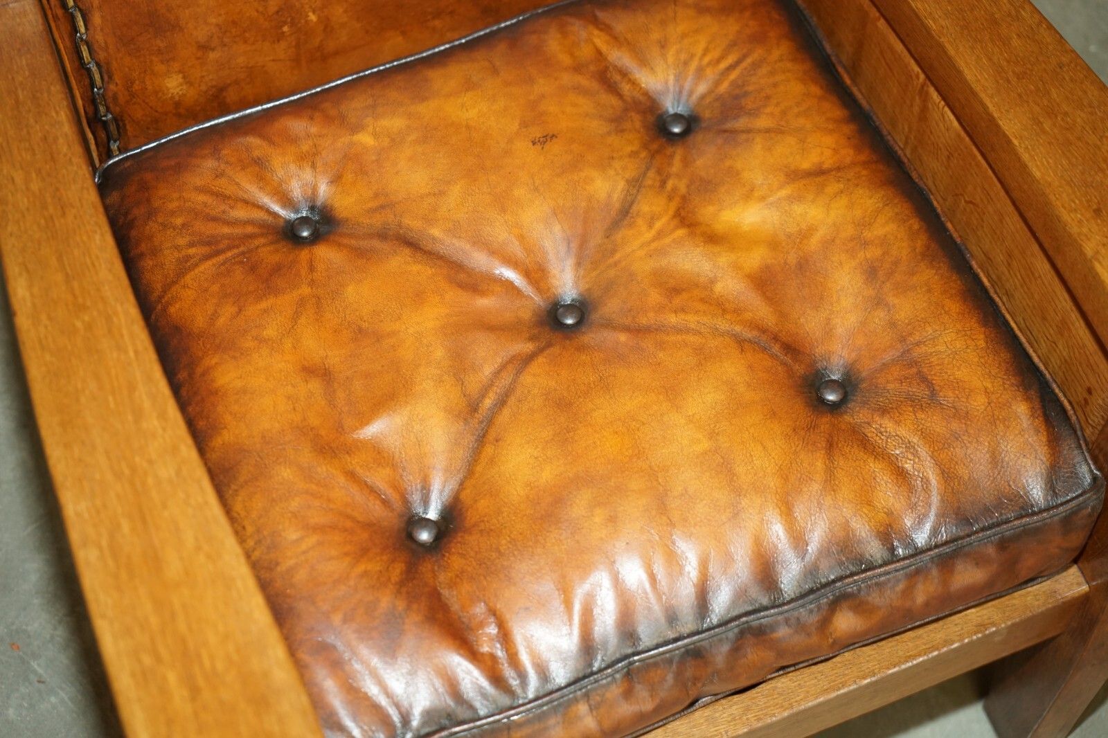 Pair Of 1940'S Robert Mouseman Thompson Brown Leather Chesterfield Armchairs photo vintage