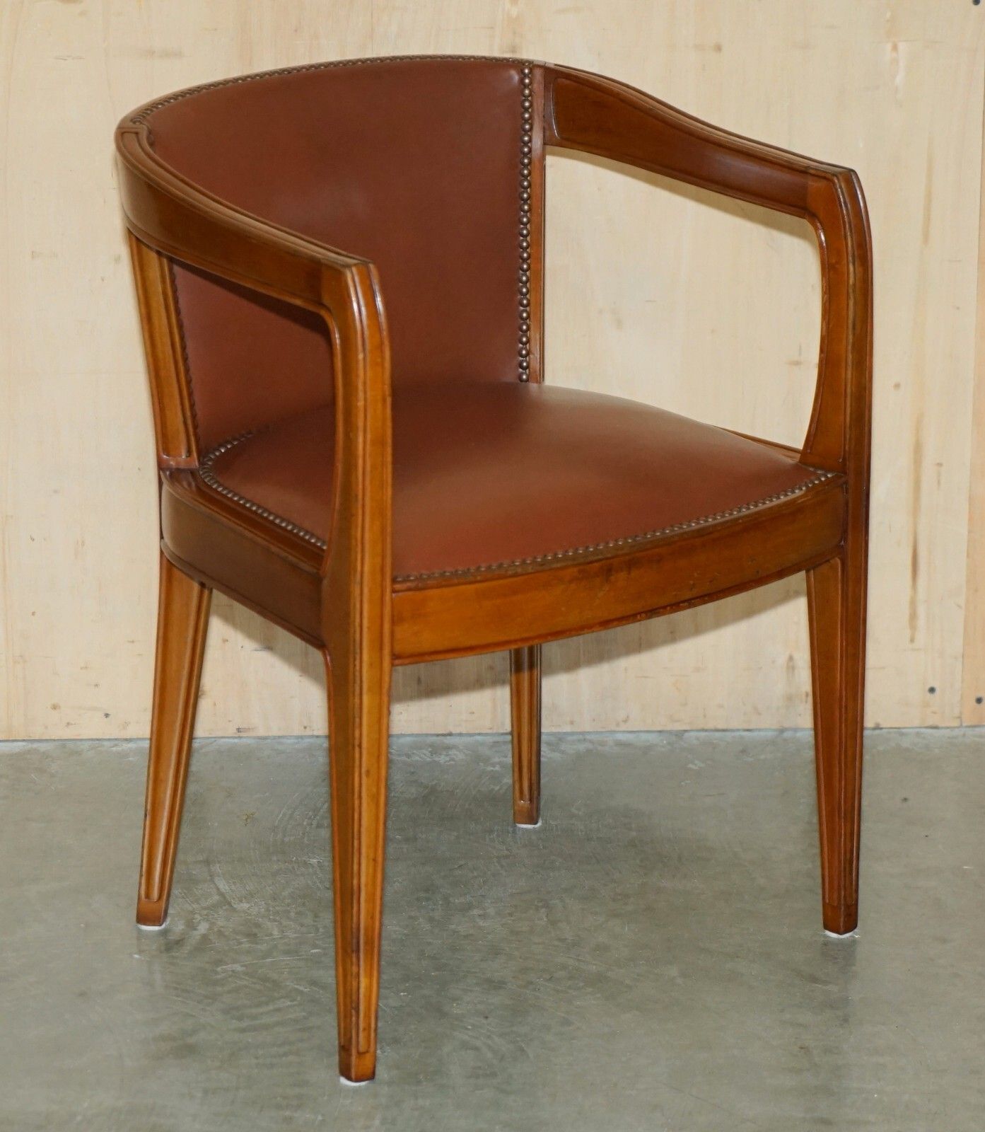 photo vintage Pair Of Stunning French Art Deco Walnut Armchairs Part Of A Large Library Suite