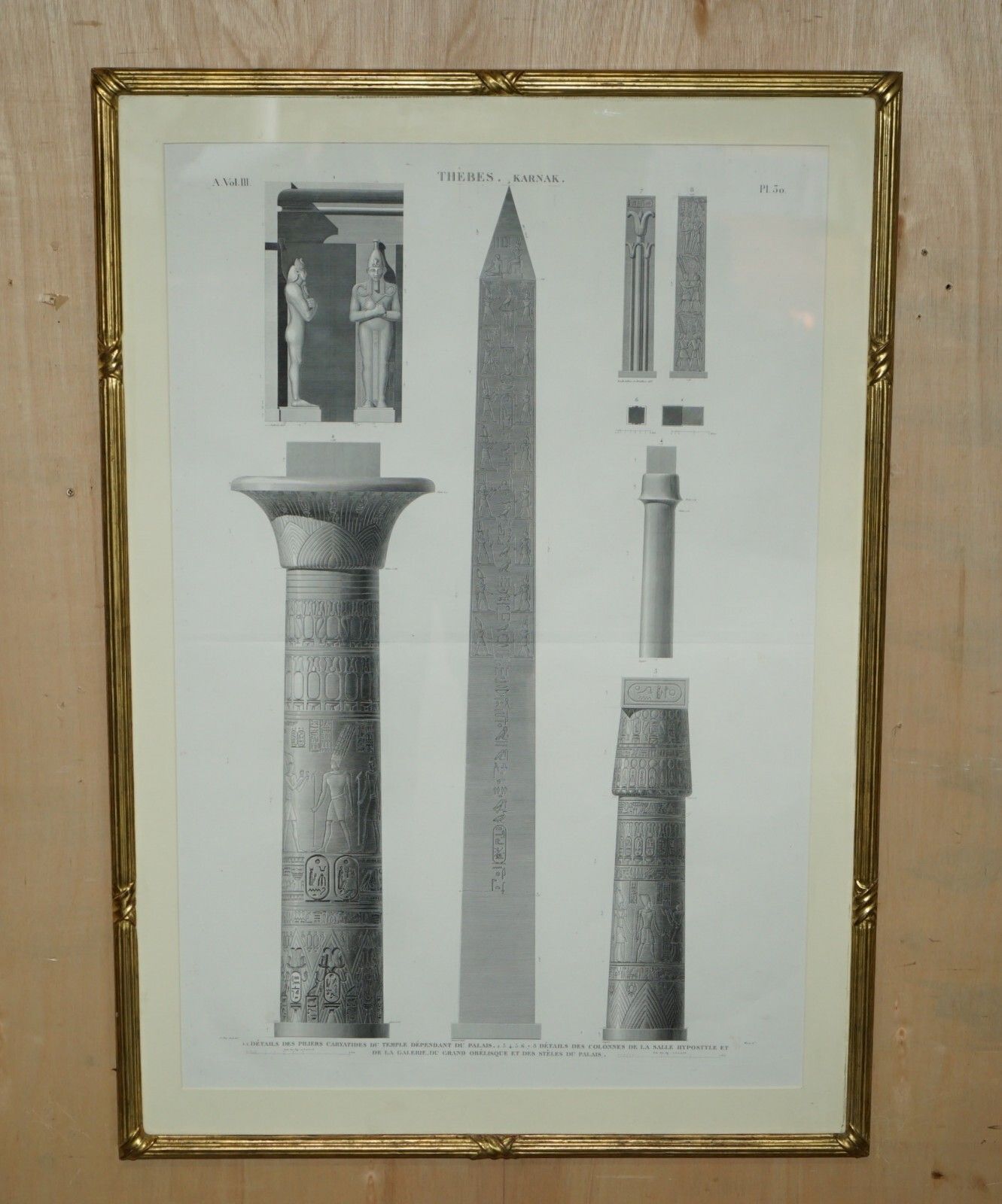 Antique Original Gran Tour Paris 1829 Vol 3 Pl.30 Print Of Thebes Karnak Egypt