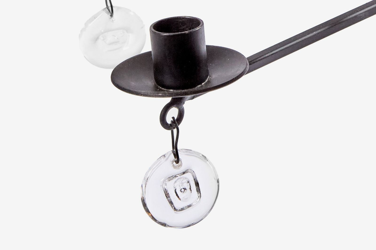 20th Century Six Arms Chandelier By Erik Höglund In Black Lacquered Iron And Glass, 1965 photo vintage