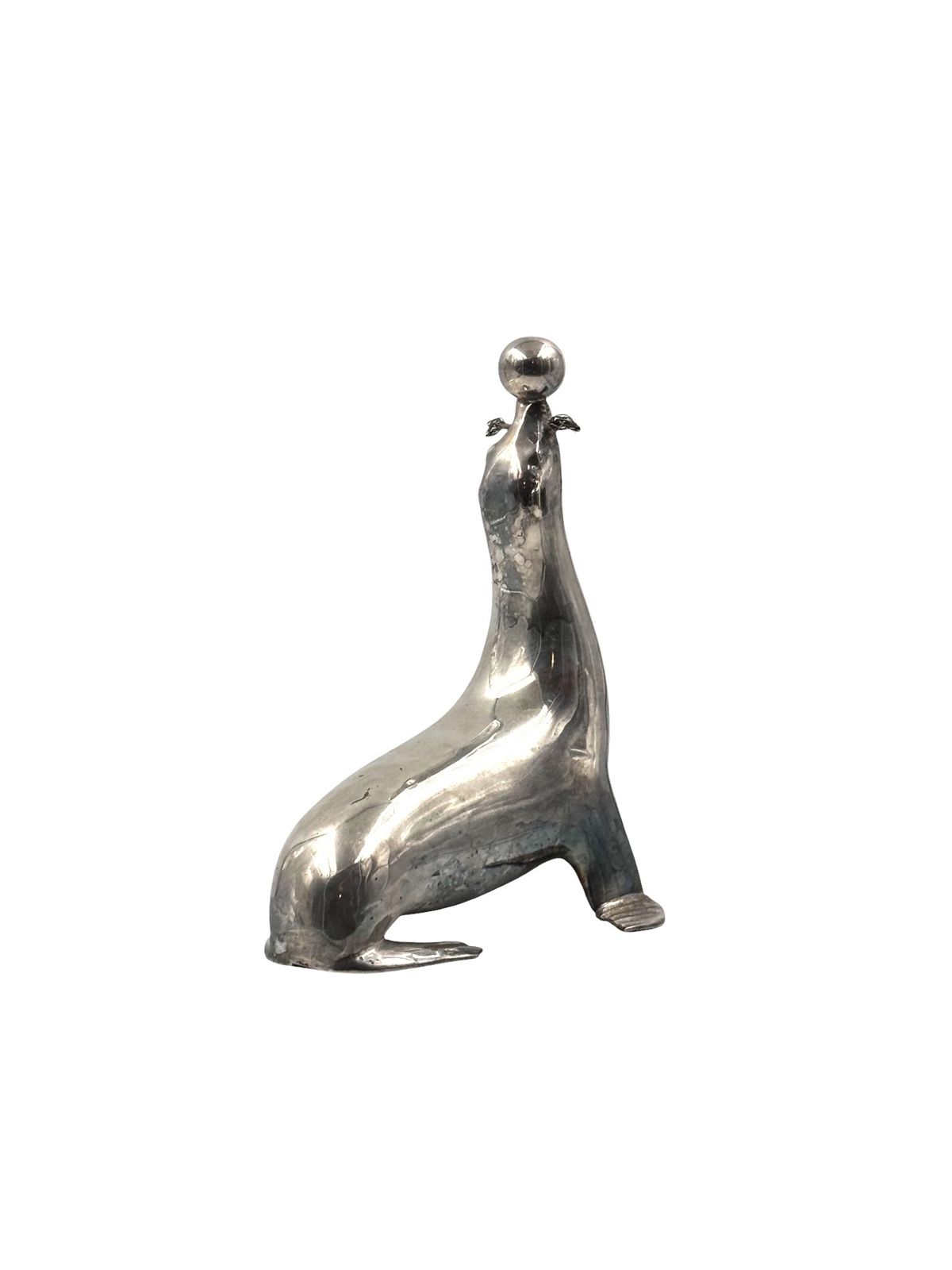 Art Deco Silverplated Brass Seal Sculpture, France 1940s photo for sale