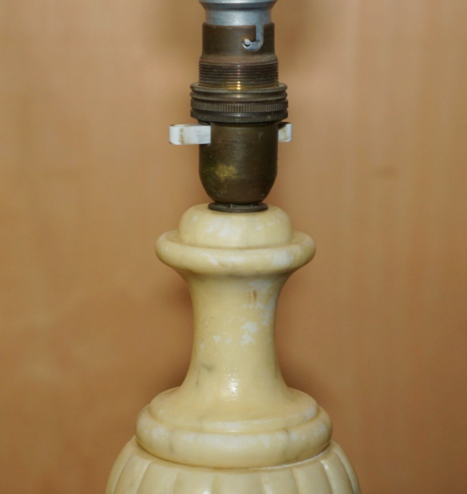 Equisite Circa 1960'S Made In Italy Stamped Marble Lamp Lions Brass Paw Feet photo vinterior