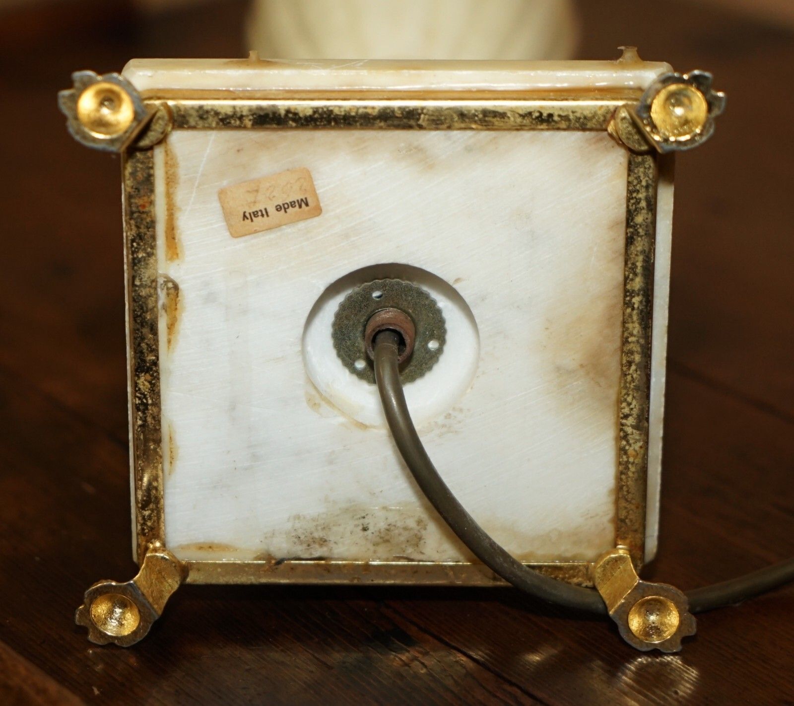 Lighting Equisite Circa 1960'S Made In Italy Stamped Marble Lamp Lions Brass Paw Feet photo