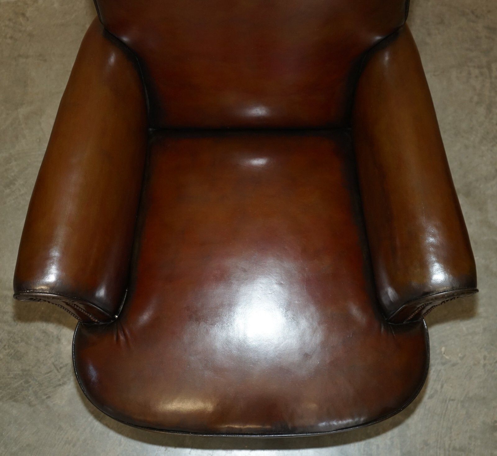 Fully Restored Antique Circa 1920'S Art Deco Deep Brown Leather Club Armchair photo 2950.0