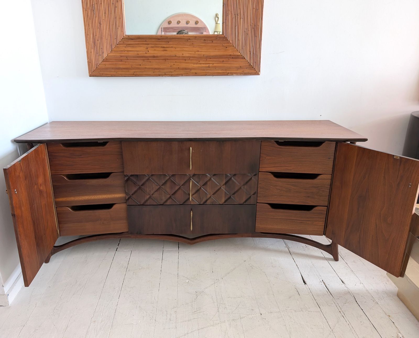 Sculptural Vintage Danish Mid Century Walnut Sideboard By Piet Hein, 1960s photo for sale