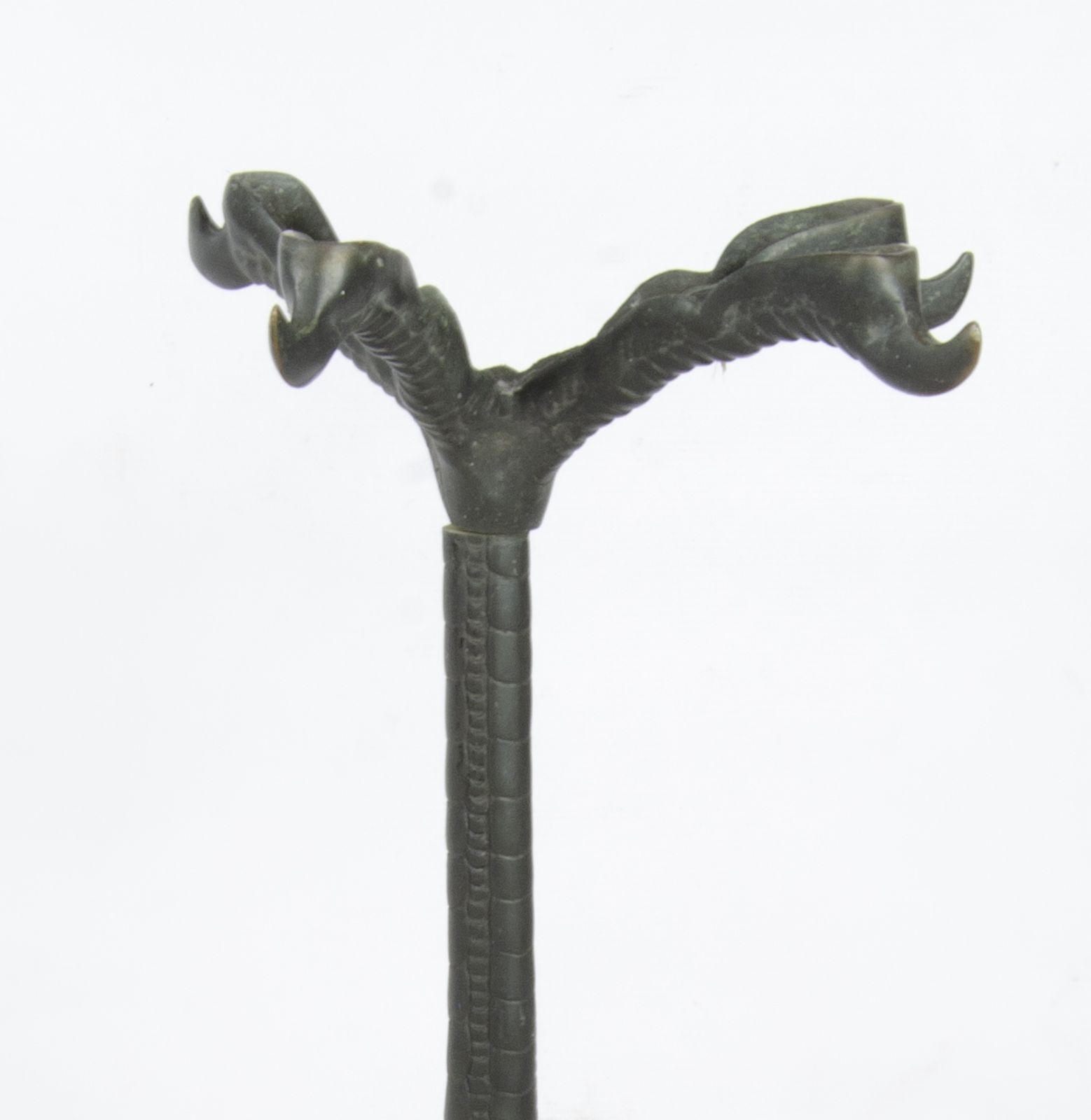Early 20th Century Art Nouveau French Black Patinated Bronze And Marble Circular Ostrich Leg Shaped Side Table photo vintage