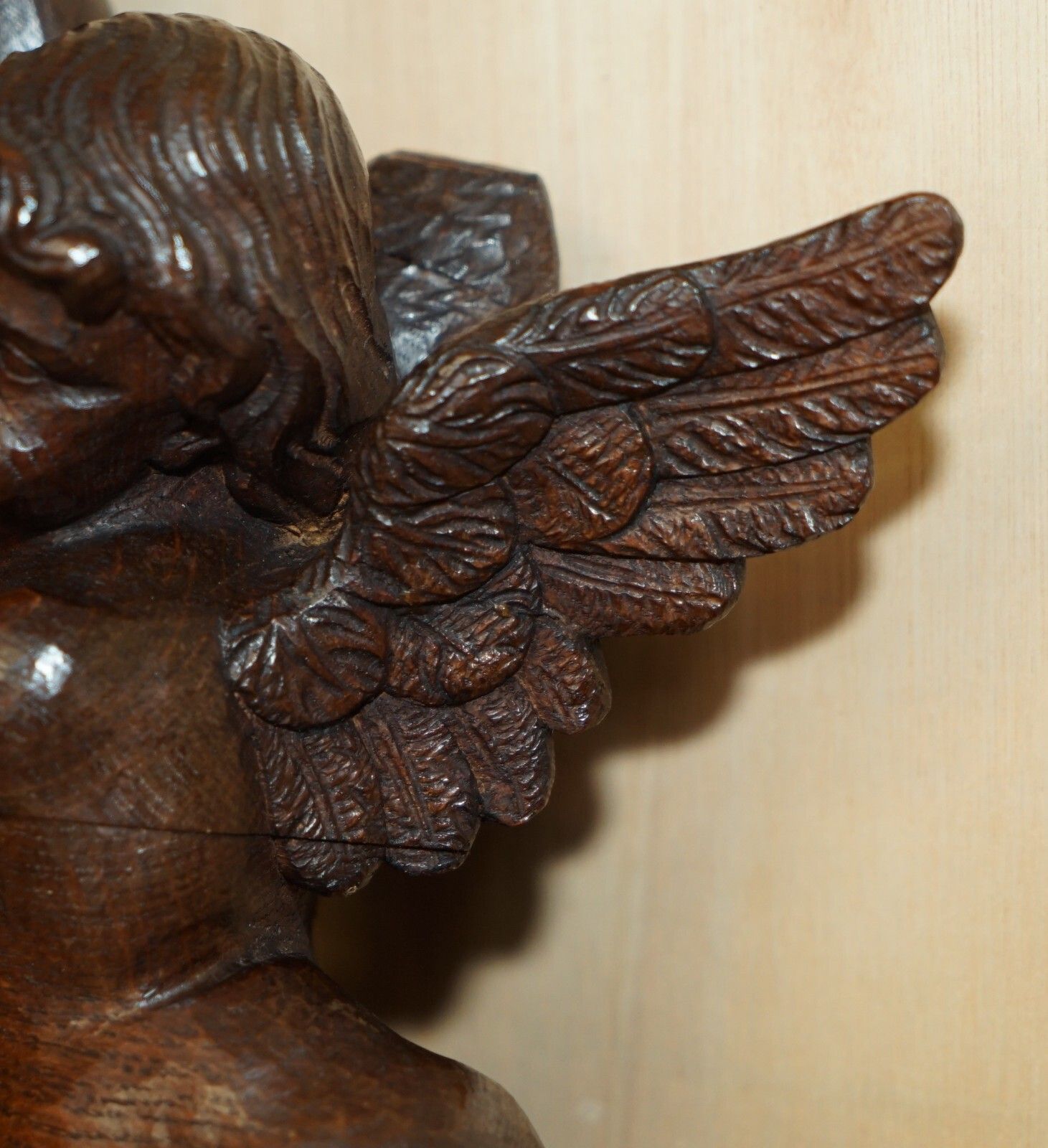 Home Decor Important 17th Century Circa 1680 Oak Carved Surmount Of Cherub Angels &Amp; Flowers photo