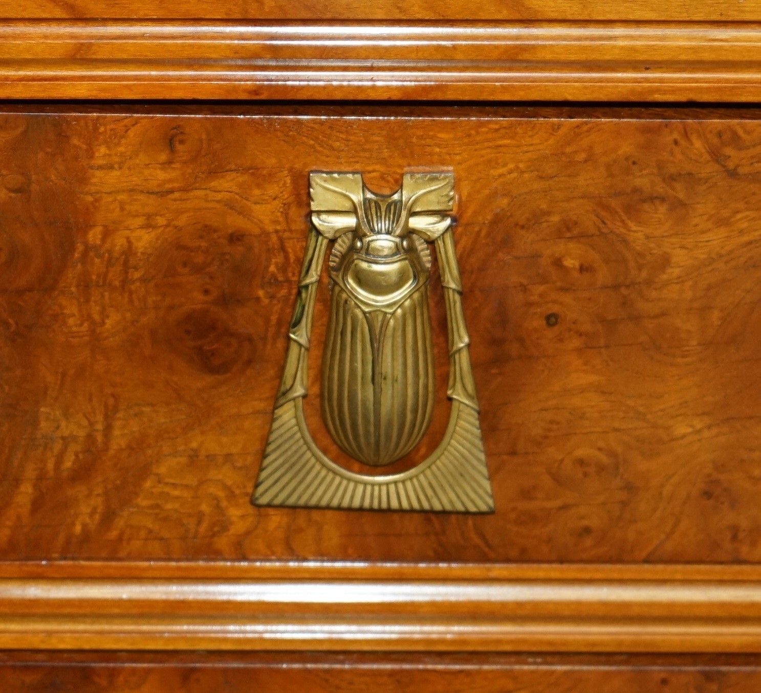 French Leon Jallot Art Nouveau Burr Walnut Bookcase Chest Of Drawers Part Suite photo vintage