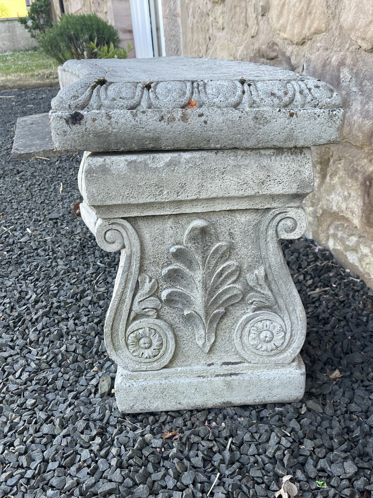 Cast Concrete Curved Garden Bench photo furniture