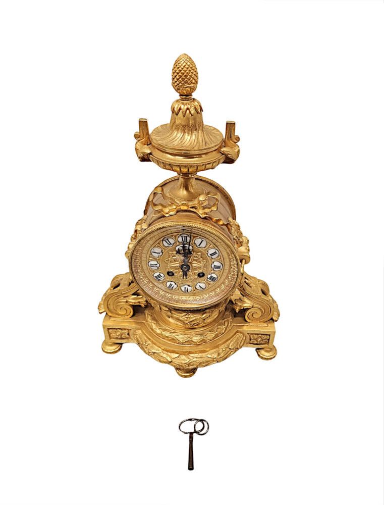 A Stunning 19th Century Gilt Bronze Mantle Clock By Richond Of Paris photo Home Decor