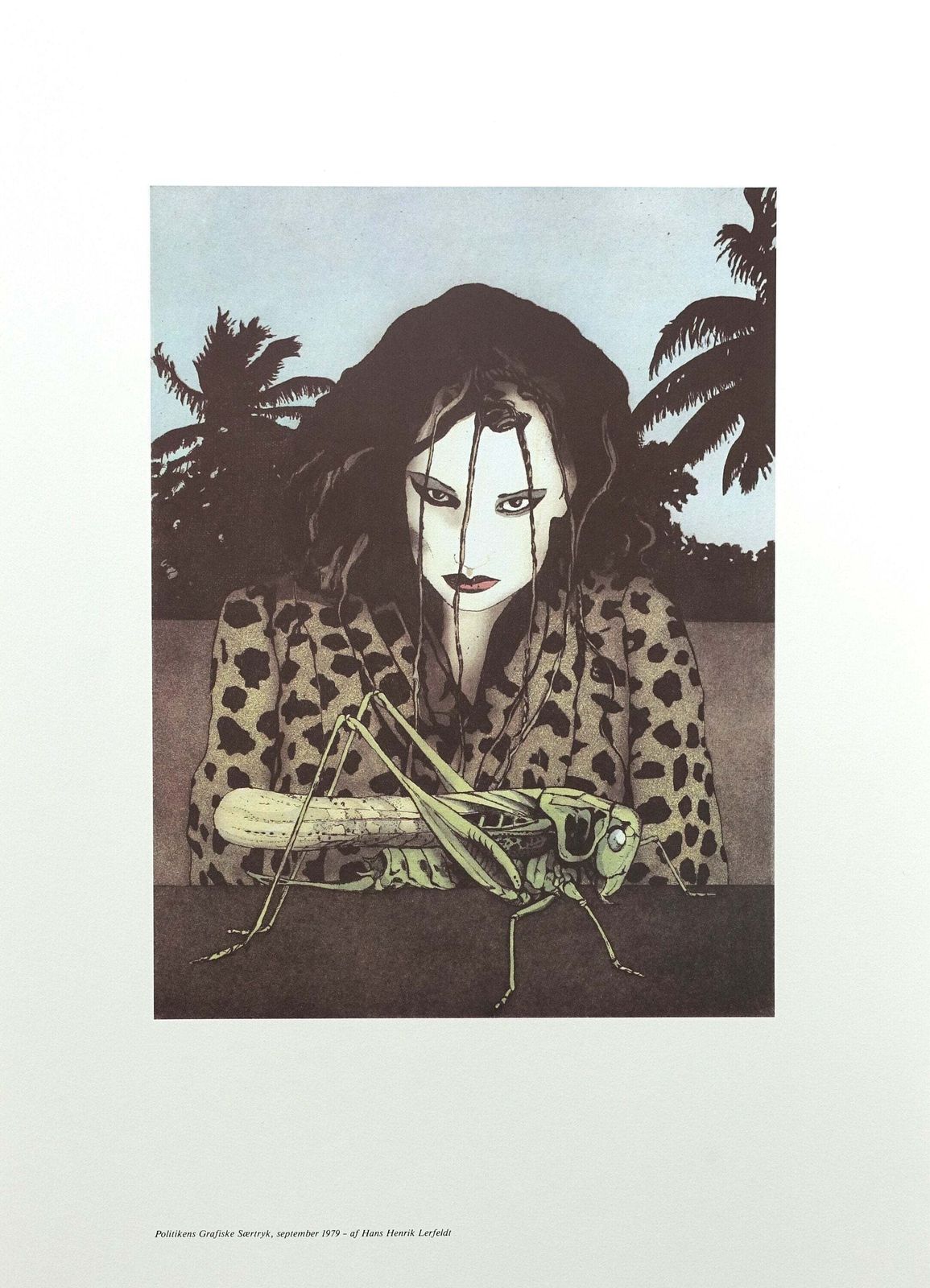 1979 Sensual Grasshopper By Hans Henrik Lerfeldt   Original Vintage Poster