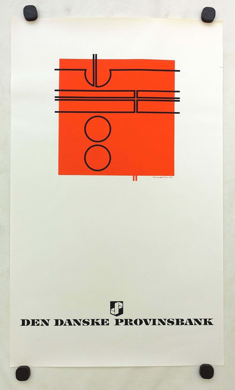 1970 Danish Modern Art (Orange) By Ole Schwalbe   Original Vintage Poster photo furniture