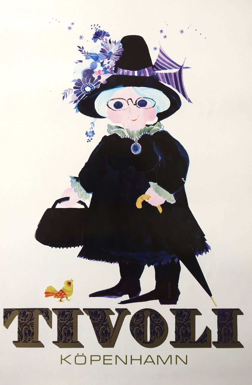 1972 Tivoli Gardens By Richardt Branderup (Old Lady)   Original Vintage Poster