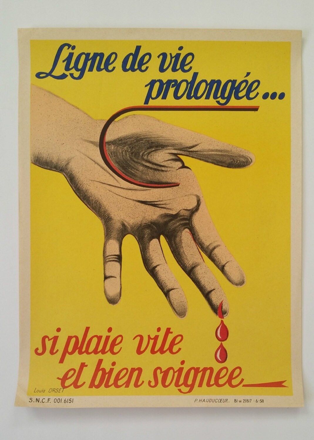 1958 French Sncf Safety Poster   Original Vintage Poster photo furniture