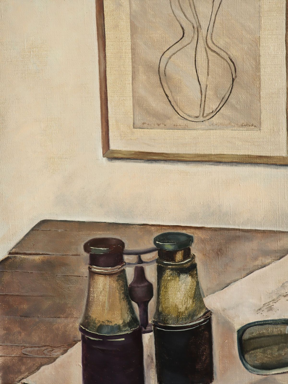 Stilleven met verrekijker, olieverfschilderij photo vinterior