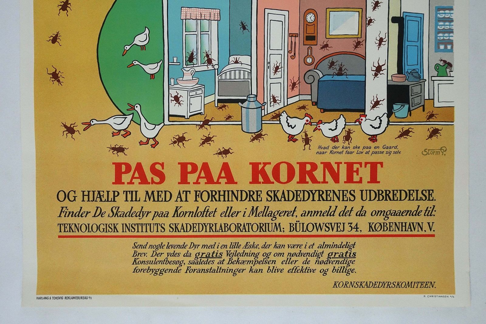 1940s Anti Pest Campaign Poster By Storm P   Original Vintage Poster photo for sale