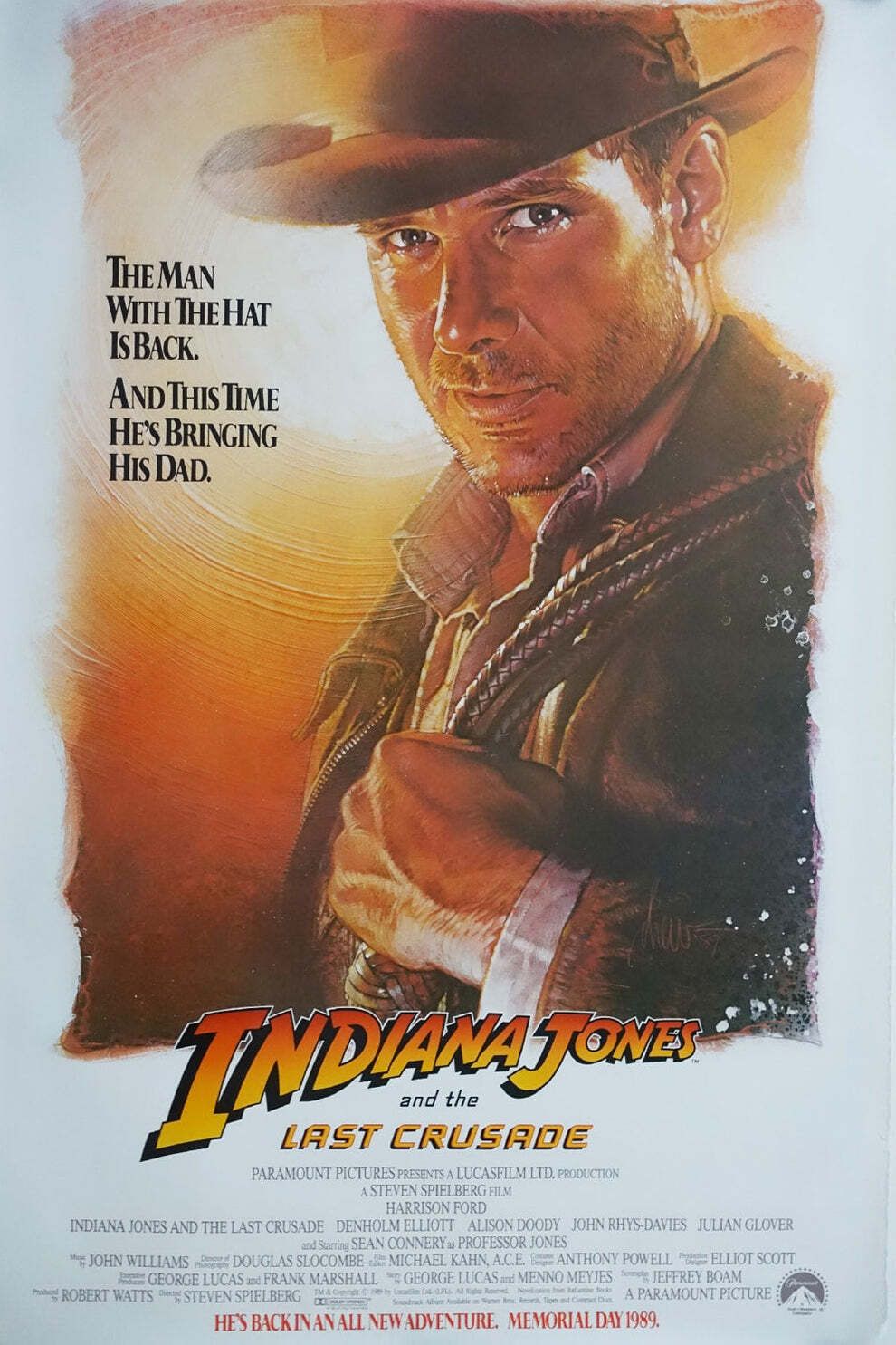 1989 "Indiana Jones And The Last Crusade" Movie Poster   Original Vintage Poster