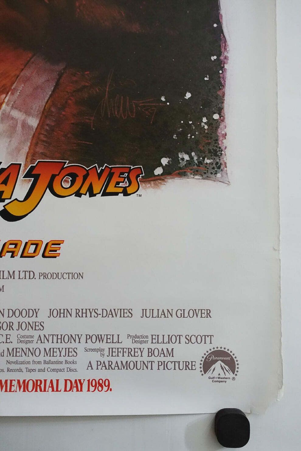 1989 "Indiana Jones And The Last Crusade" Movie Poster   Original Vintage Poster photo for sale