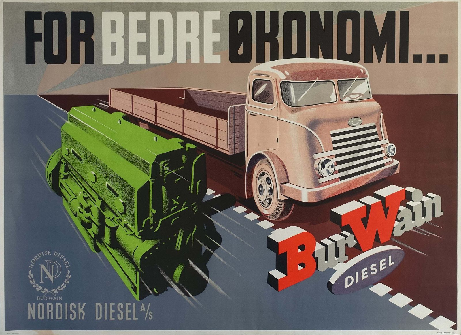 1940s Burwain Motor Advertisement (Denmark)   Original Vintage Poster