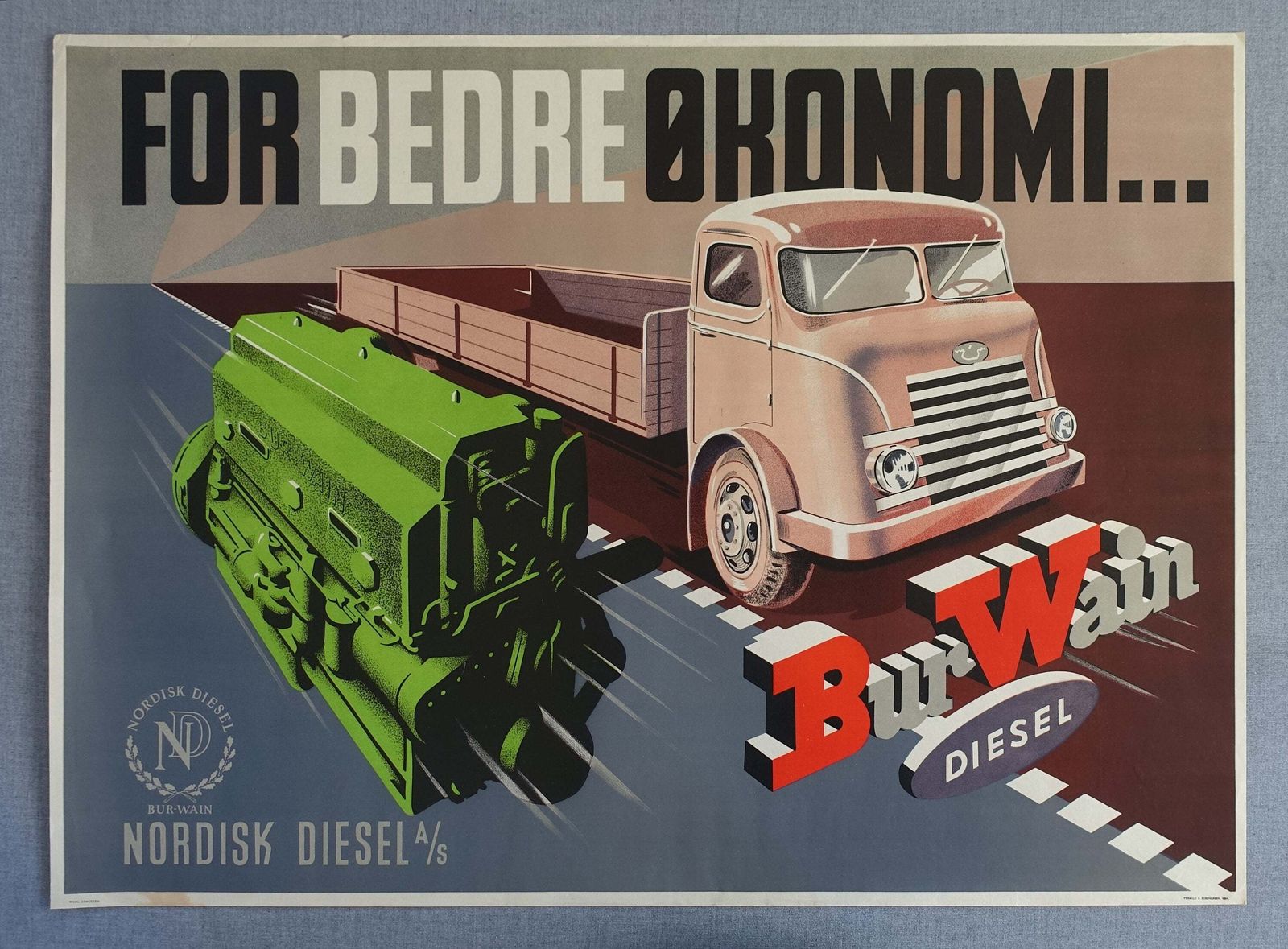 Advertentieposter Burwain Motor, Jaren 1940 (Denemarken) — Vintage Poster photo furniture