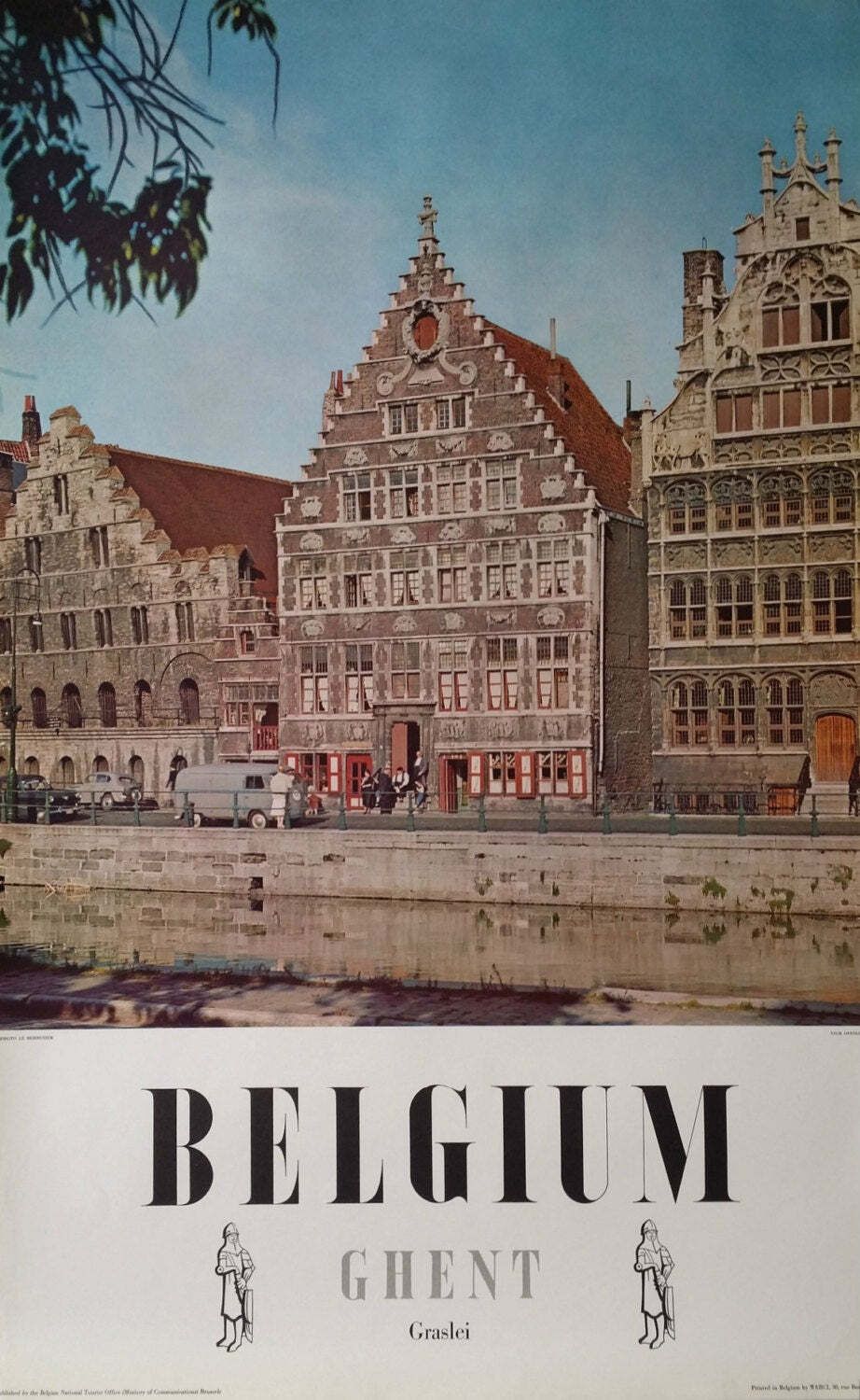 1950s Ghent, Belgium Travel Poster   Original Vintage Poster