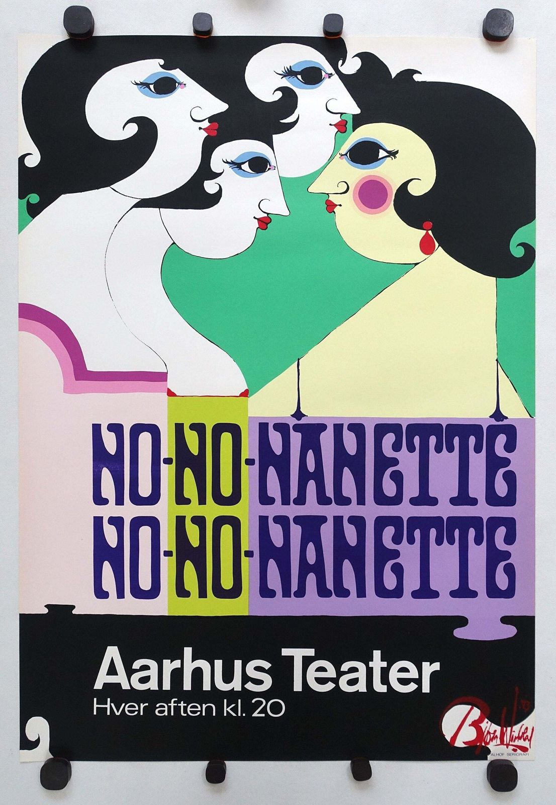 1973 Wiinblad No No Nanette Aarhus Theater   Original Vintage Poster photo furniture