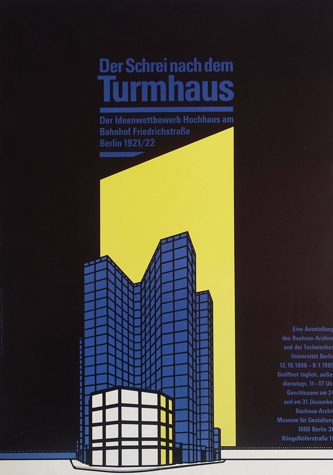 1988 Bauhaus Archiv Turmhaus Tentoonstelling – Vintage Poster