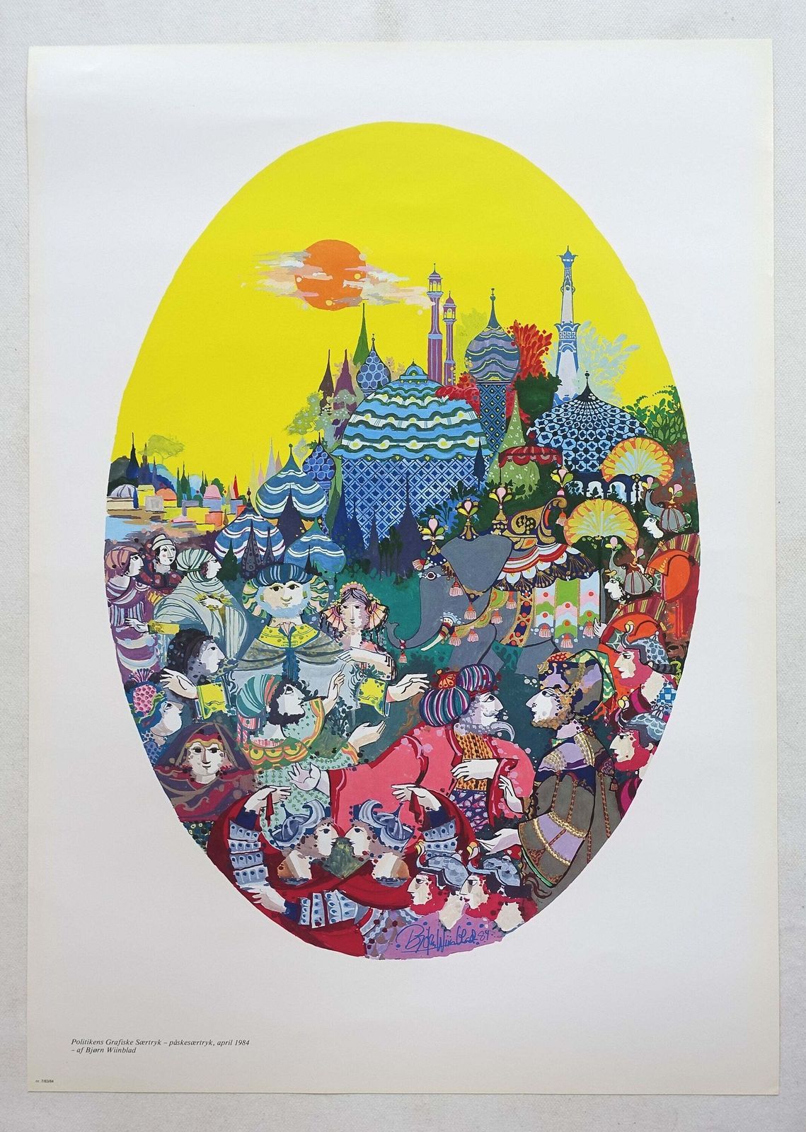 1984 Bjørn Wiinblad's Special Easter Artwork   Original Vintage Poster photo furniture
