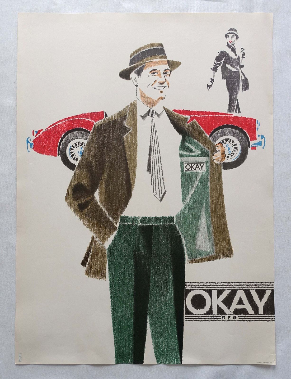 1950s Suit Brand Okay Advertisement   Original Vintage Poster photo furniture