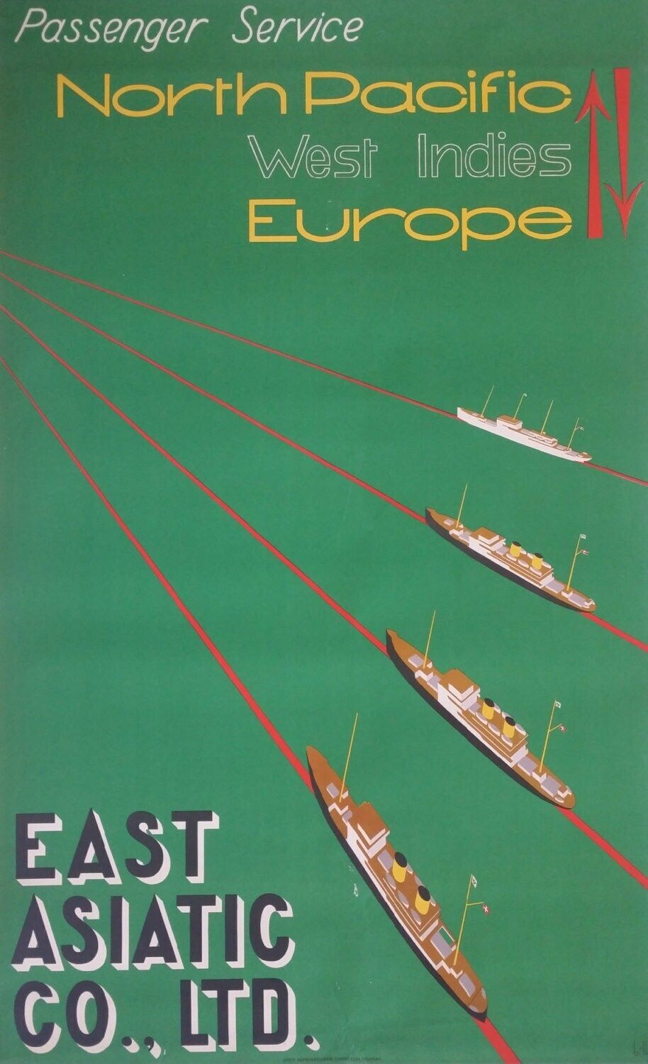 1935 East Asiatic Company By Edmund Bille   Original Vintage Poster