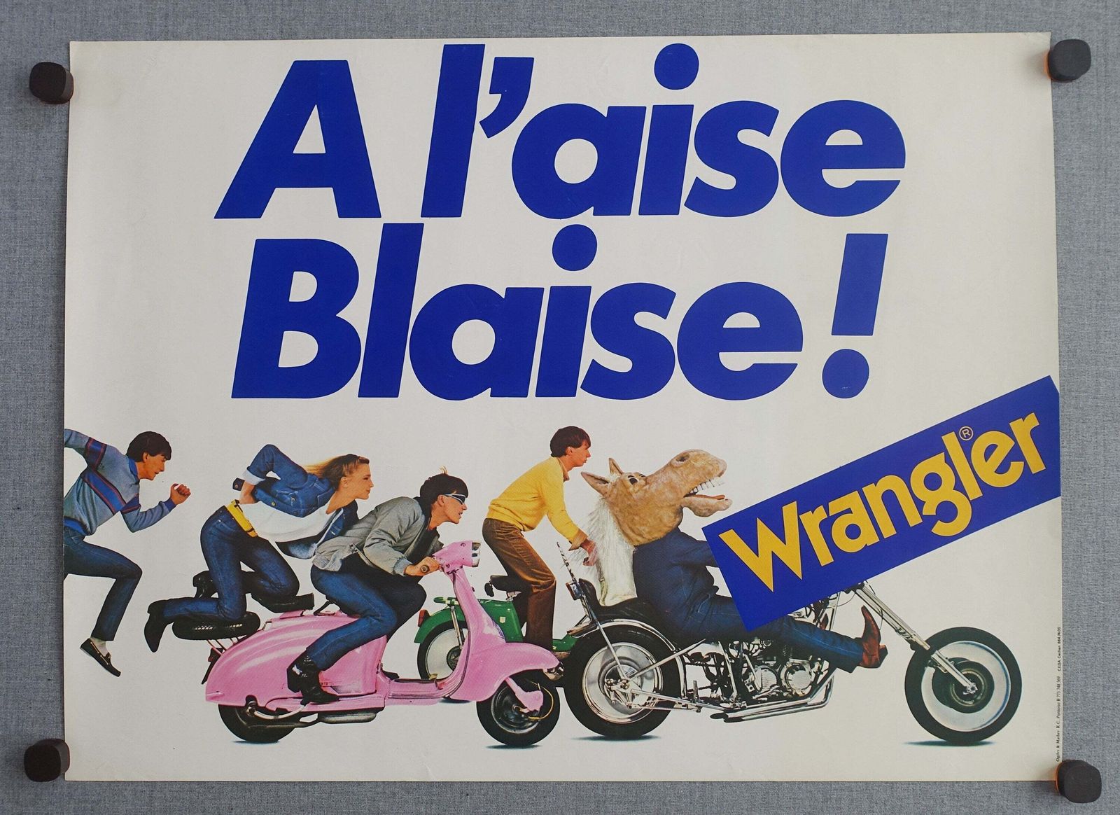 1980s Wrangler Advertisement   Original Vintage Poster photo furniture