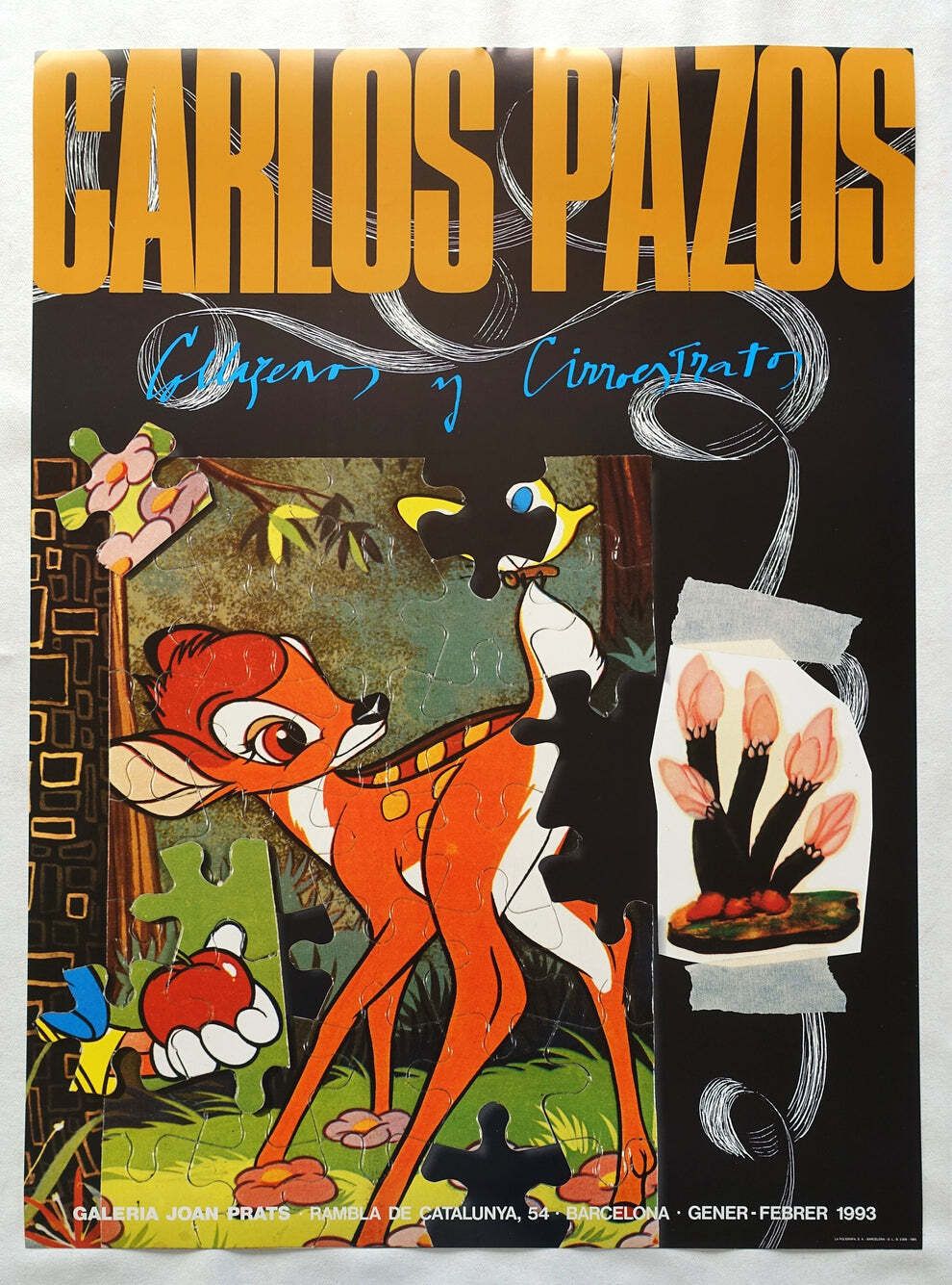 1993 Carlos Pazos Spanish Exhibition Poster   Original Vintage Poster photo furniture
