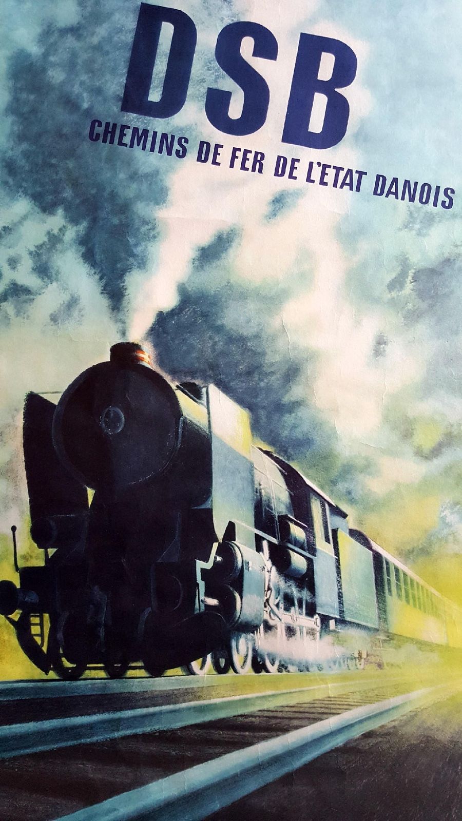 Stoomlocomotief Uit 1950 Door Aage Rasmussen Voor De Deense Staatsspoorwegen – Vintage Poster photo vintage