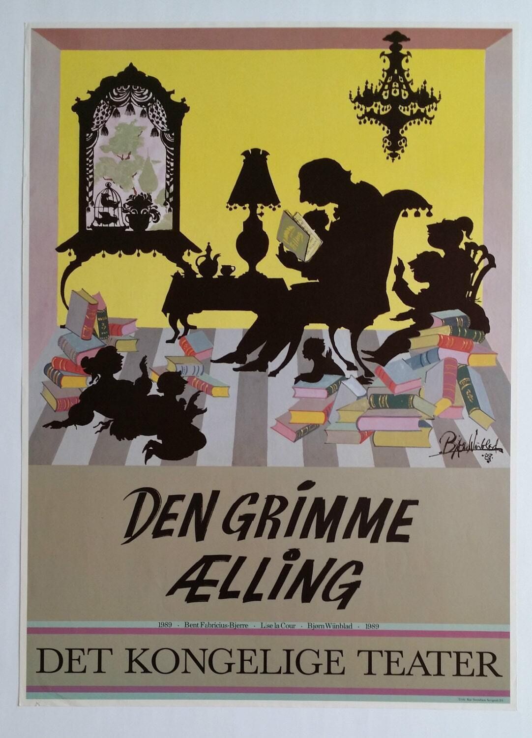 1989 Wiinblad's "The Ugly Duckling"   Original Vintage Poster photo furniture