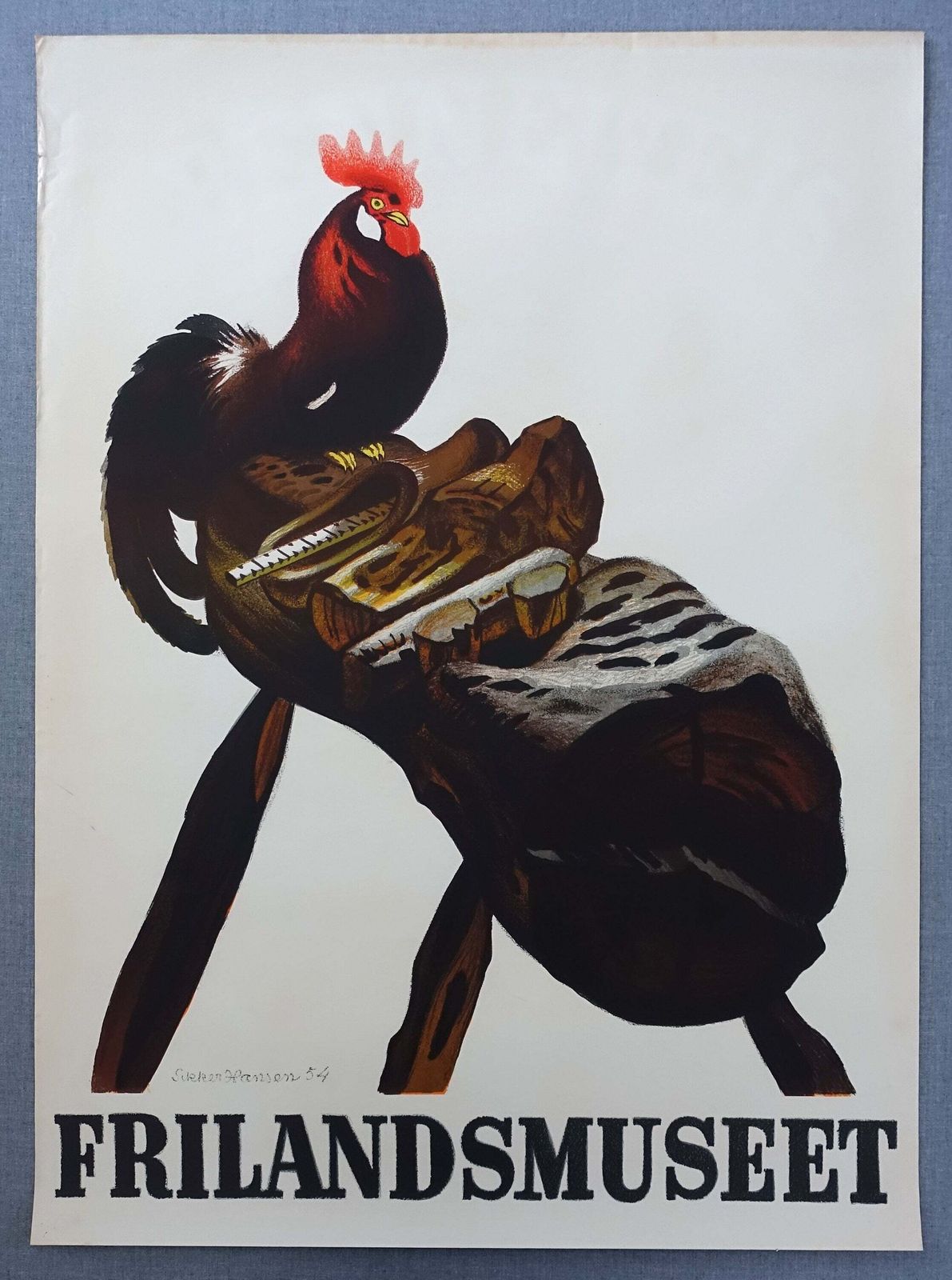 1954 Frilandsmuseet By Sikker Hansen (Danish Open Air Museum)   Original Vintage Poster photo furniture