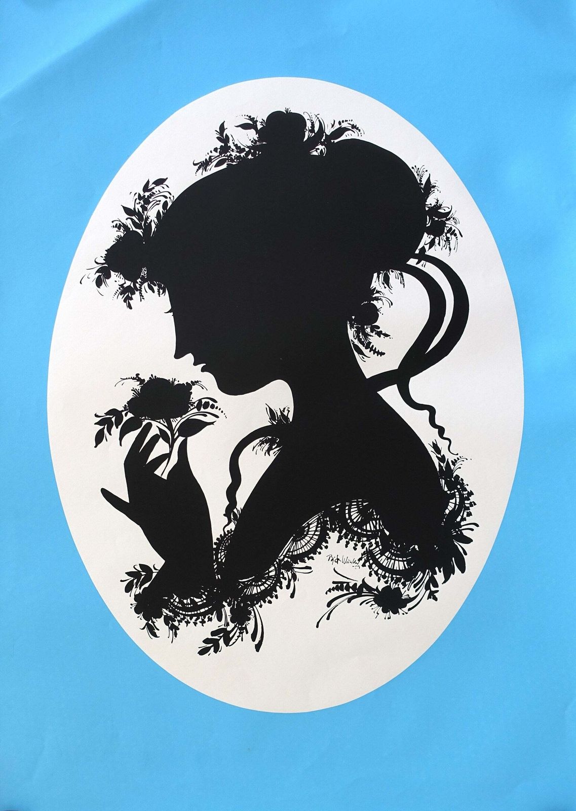 1959 Wiinblad's "Lady Of The Camellias" (Blue Version)   Original Vintage Poster