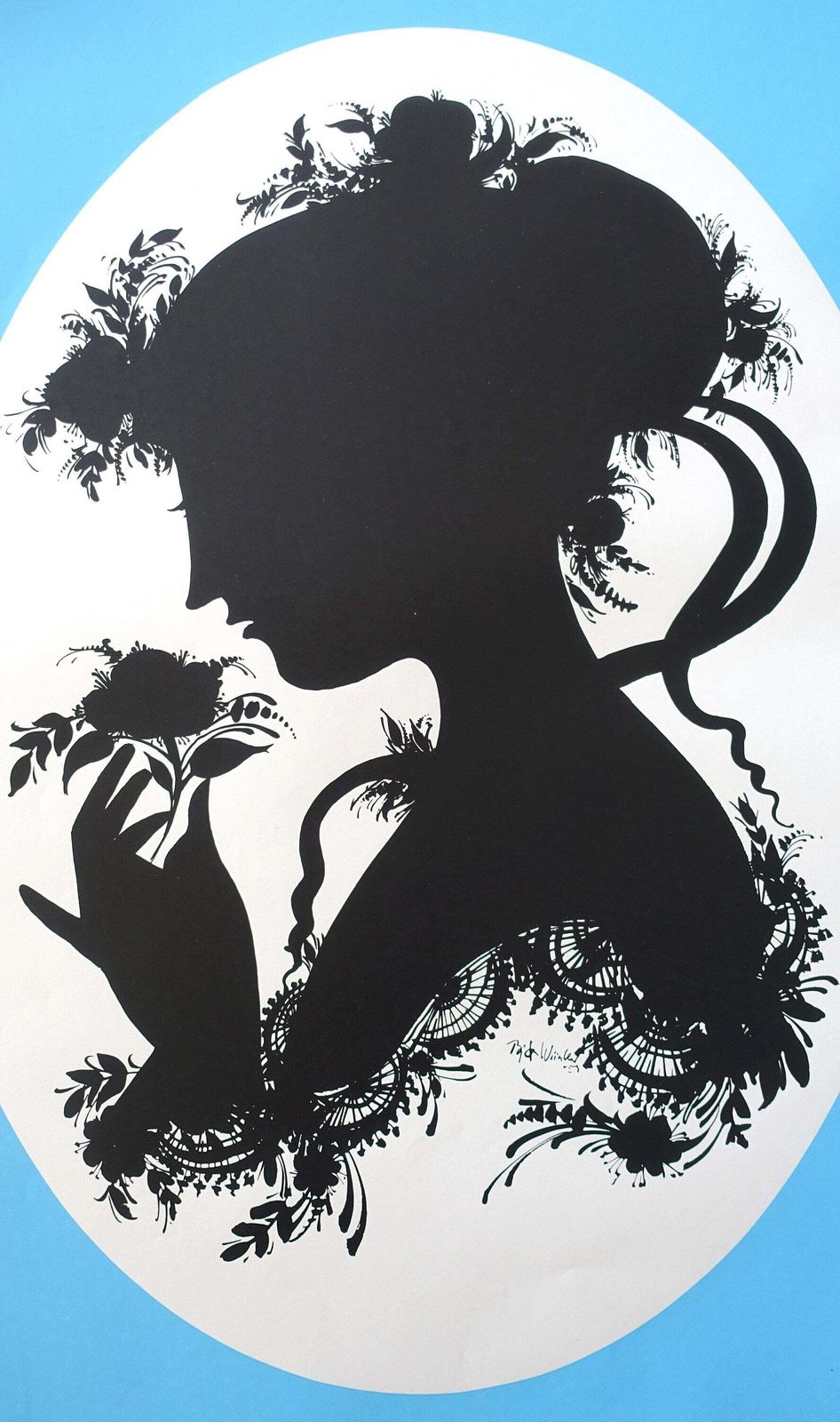 1959 Wiinblad's "Lady Of The Camellias" (Blue Version)   Original Vintage Poster photo Art