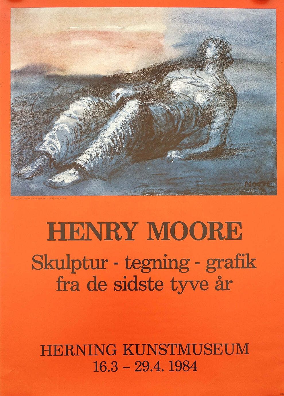 1984 Henry Moore Art Exhibition Poster   Original Vintage Poster