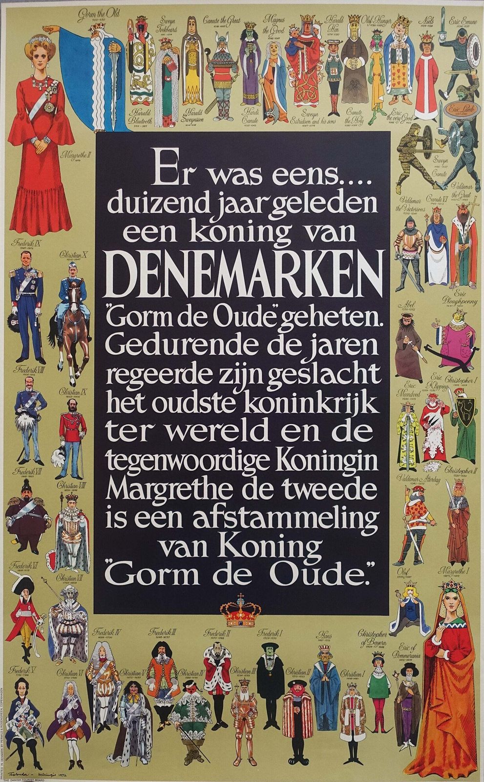 1972 Kings & Queens Of Denmark (Dutch)   Original Vintage Poster
