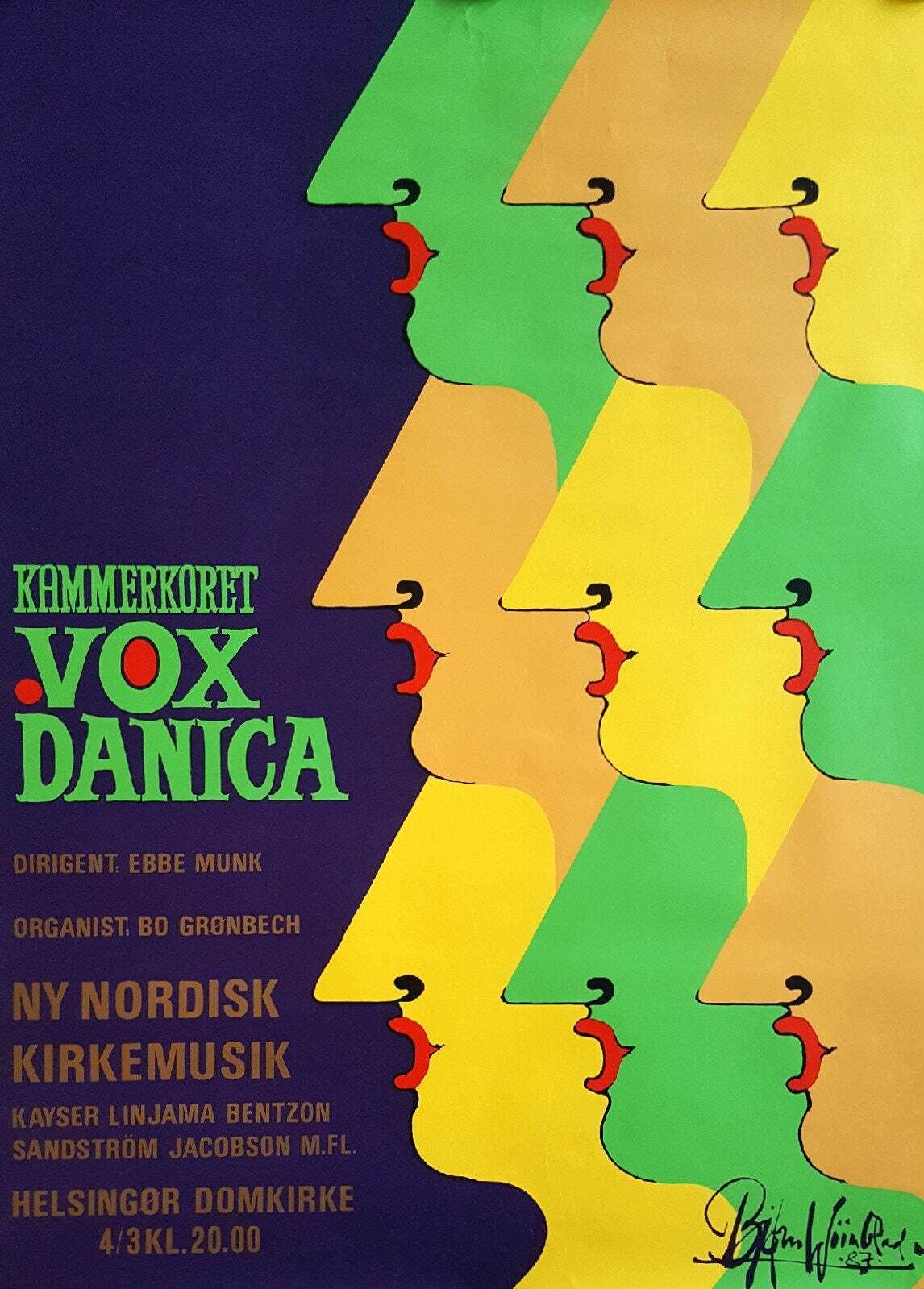1987 Wiinblad Vox Danica Music Poster   Original Vintage Poster