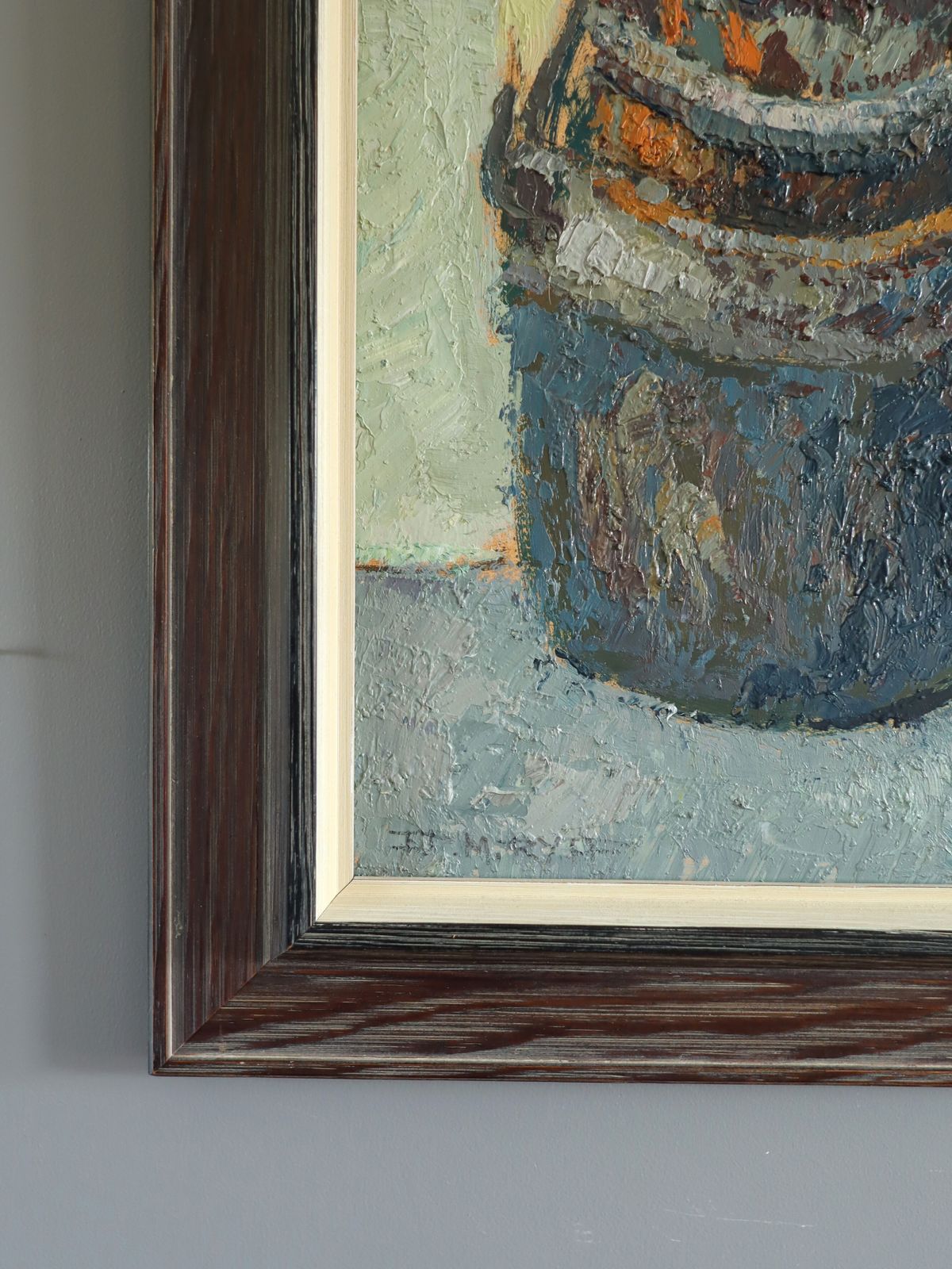 Buckets & Hooks, Oil Painting, Mid 20th Century photo vinterior