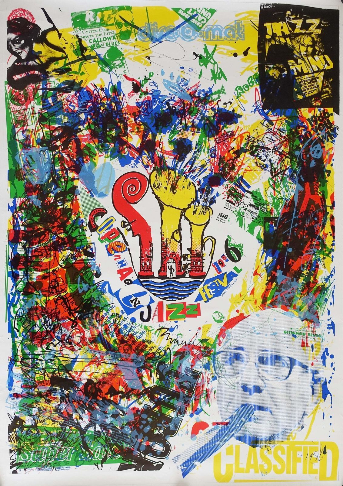 1986 Copenhagen Jazz Festival   Original Vintage Poster